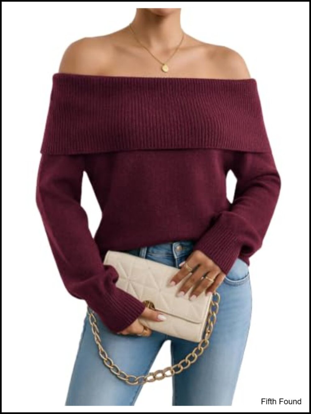 Womens Off Shoulder Ribbed Sweater Slim Fit Long Sleeve Knit Pullover